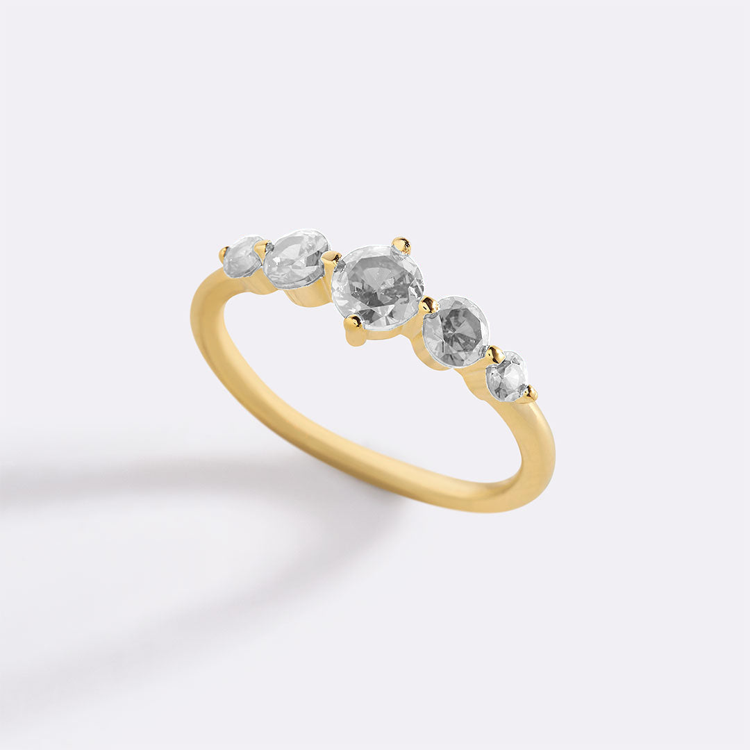 Bague de déclaration à cinq pierres de naissance
