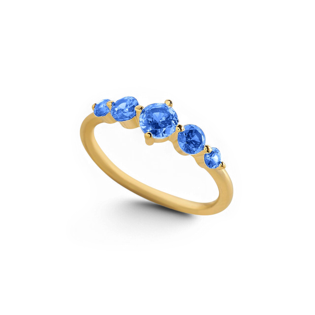 Bague de déclaration à cinq pierres de naissance