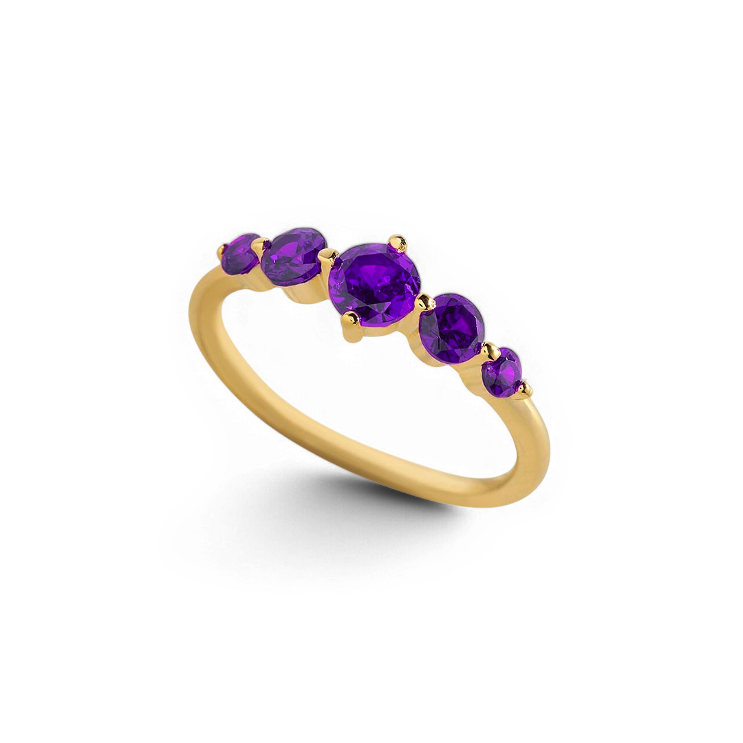 Bague de déclaration à cinq pierres de naissance