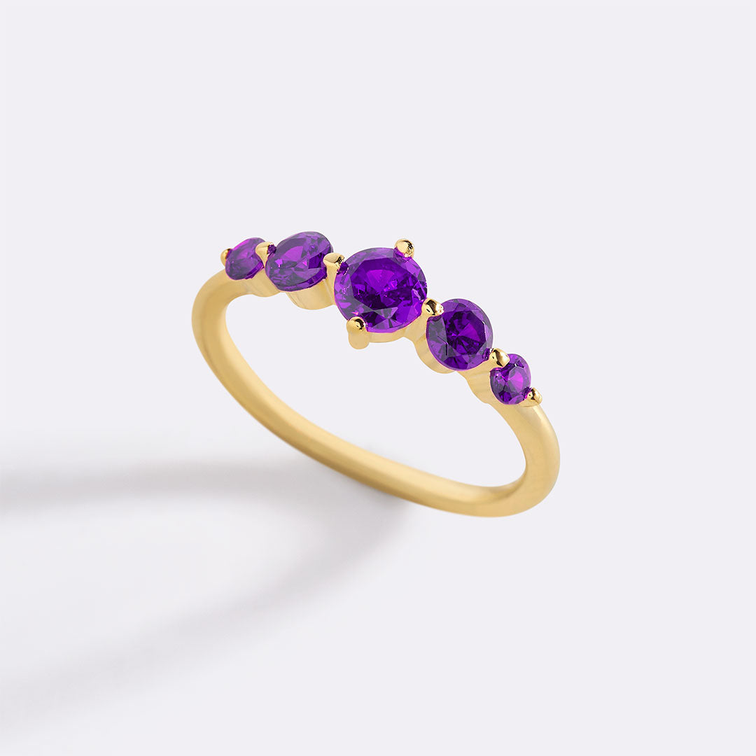Bague de déclaration à cinq pierres de naissance