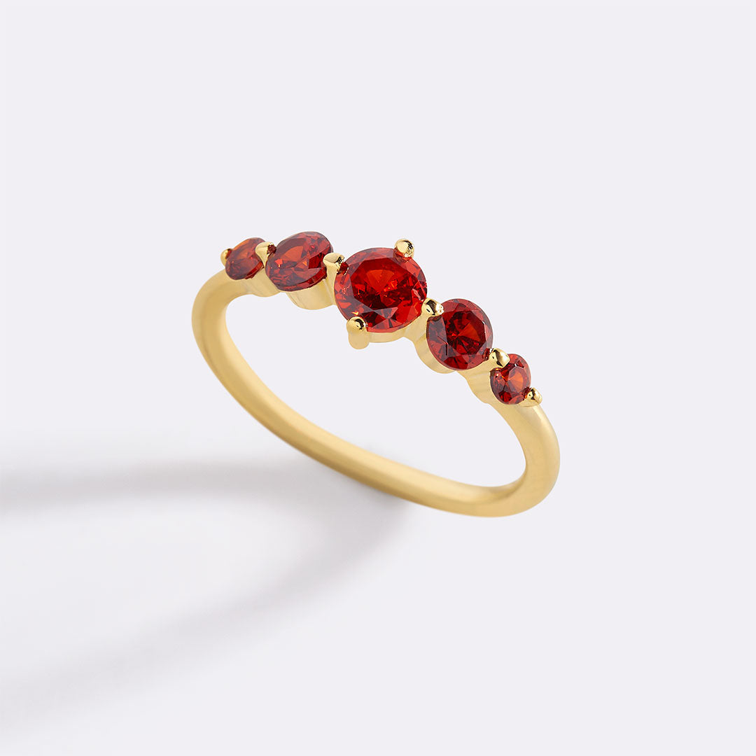 Bague de déclaration à cinq pierres de naissance