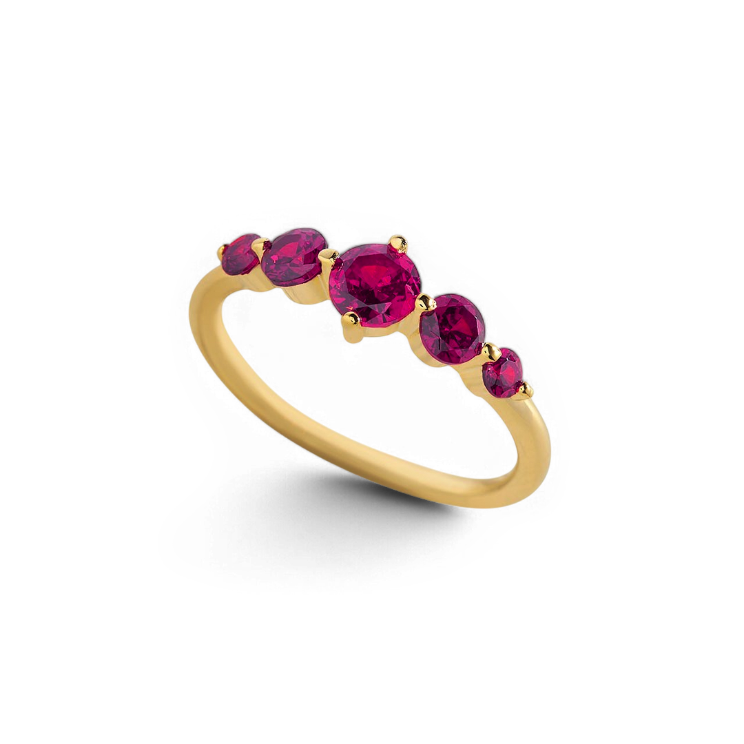 Bague de déclaration à cinq pierres de naissance