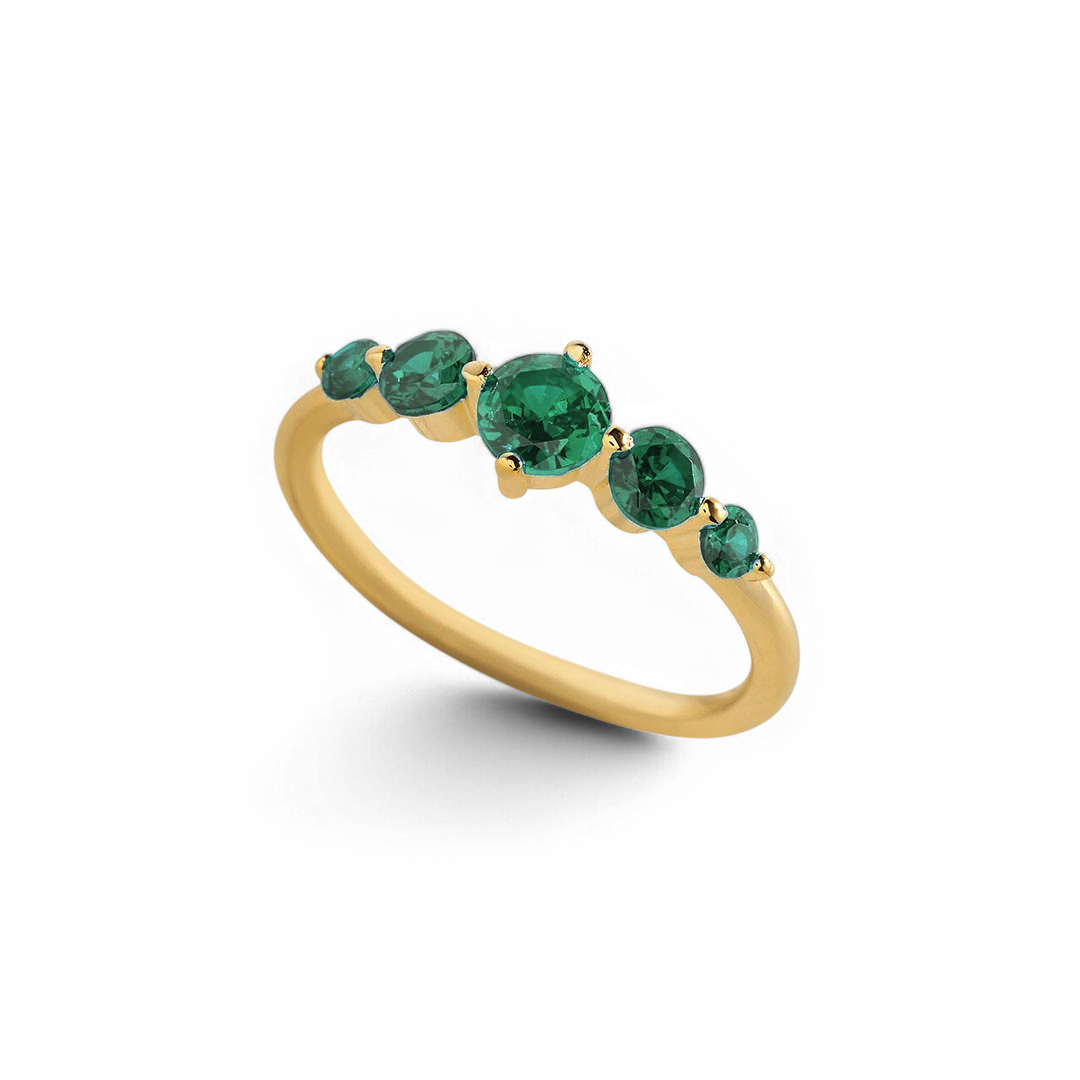 Bague de déclaration à cinq pierres de naissance