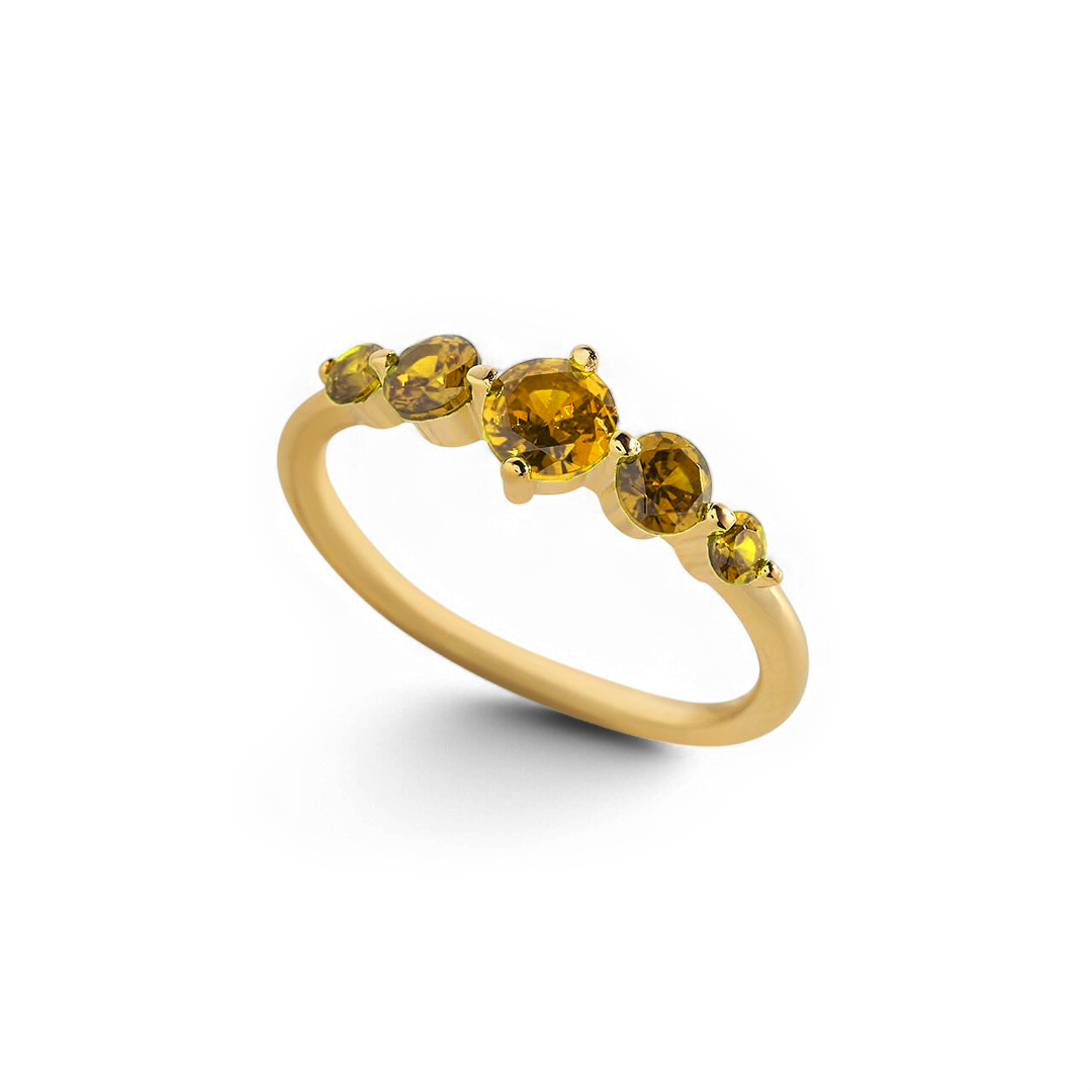 Bague de déclaration à cinq pierres de naissance