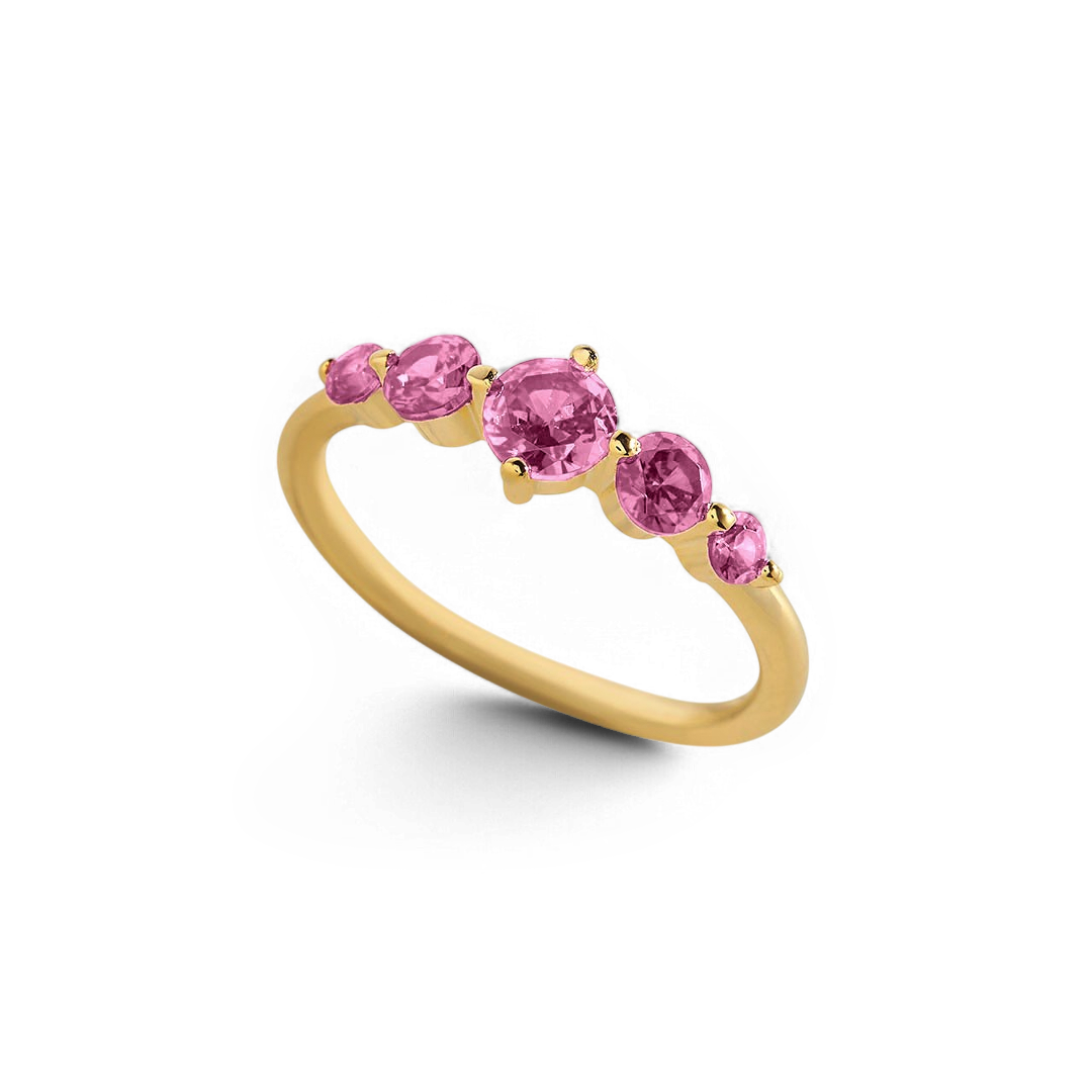 Bague de déclaration à cinq pierres de naissance