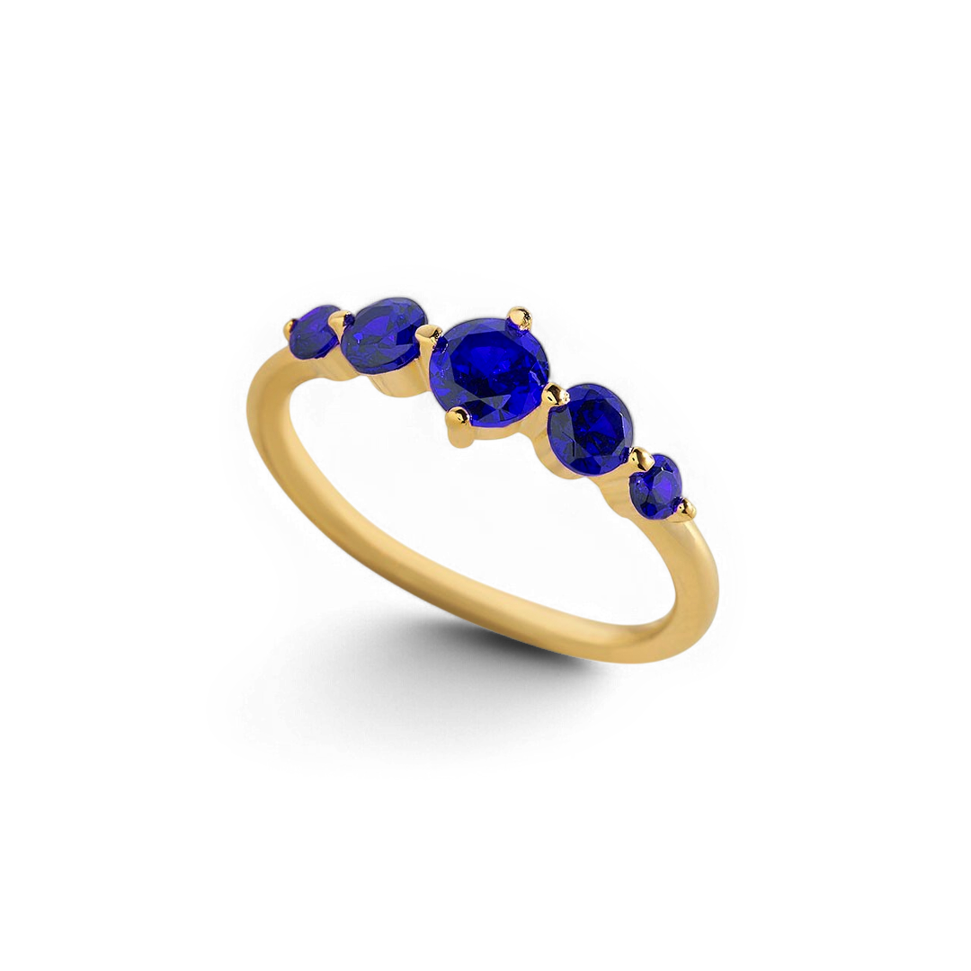 Bague de déclaration à cinq pierres de naissance
