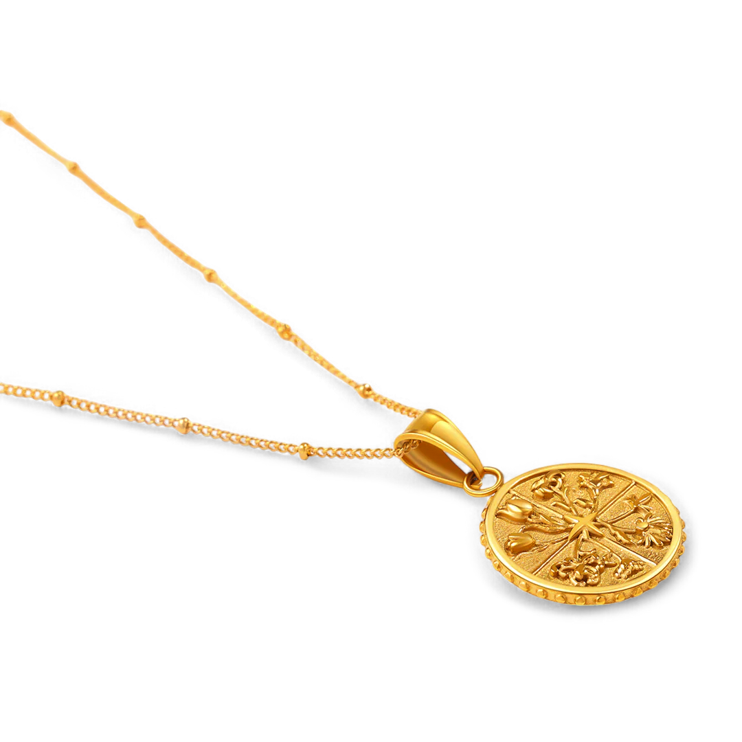 Collier pendentif pièce florale