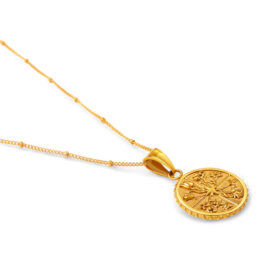 Collier pendentif pièce florale