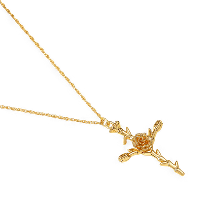 Floral Cross Pendant Necklace