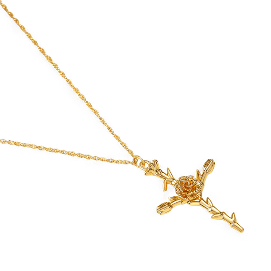 Collier pendentif croix florale 