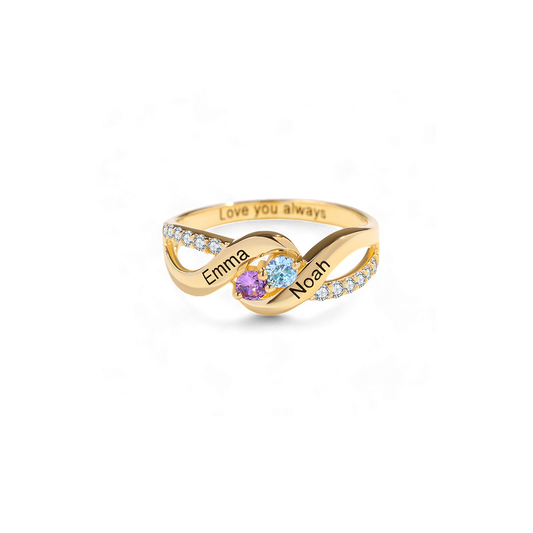 Bague Forever Love avec deux pierres de naissance