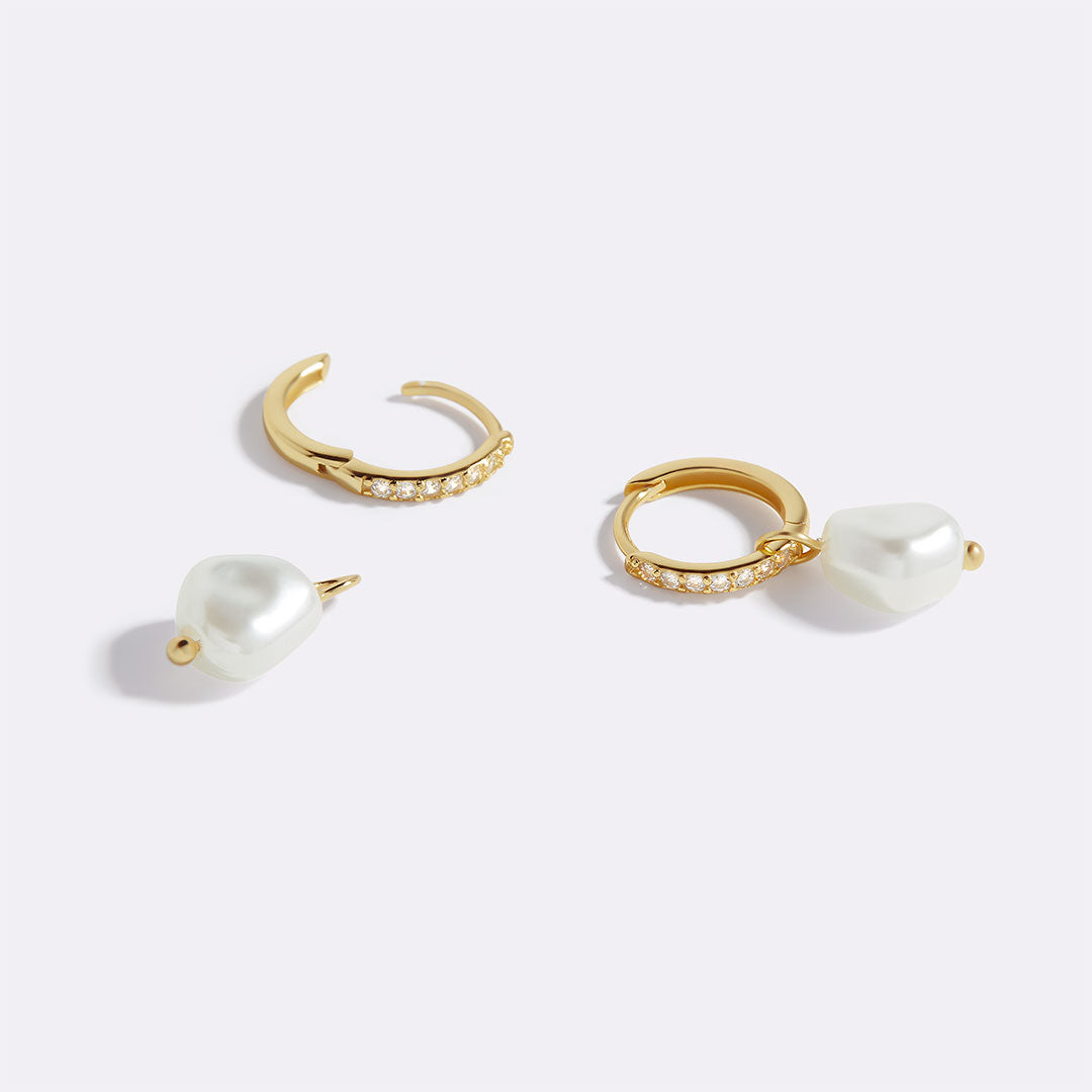 Boucles d'oreilles créoles pavées de perles d'eau douce