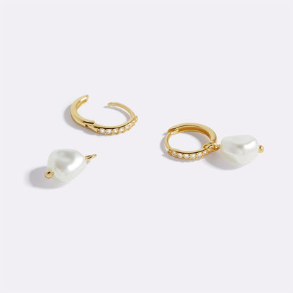 Boucles d'oreilles créoles pavées de perles d'eau douce