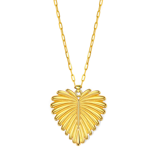 Collier avec pendentif palmier en forme de cœur