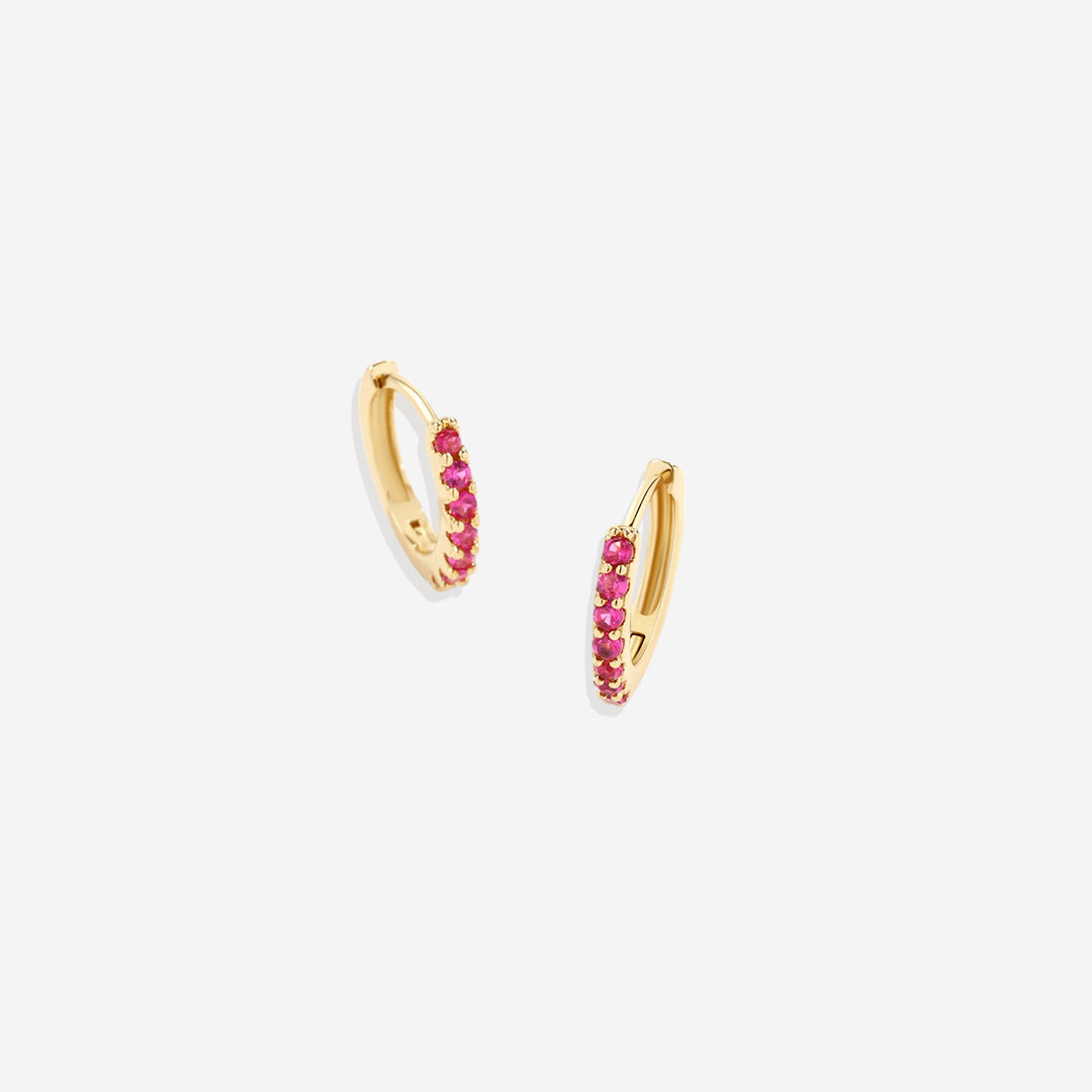Boucles d'oreilles créoles dormeuses en pierres précieuses