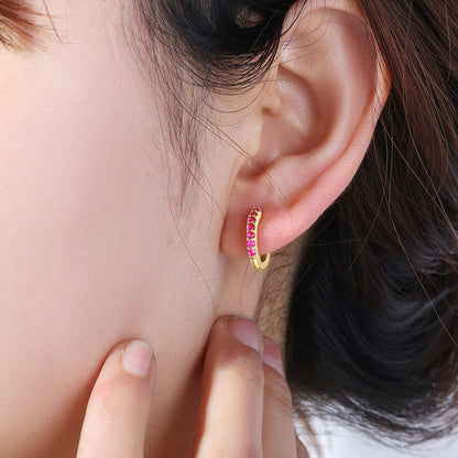 Boucles d'oreilles créoles dormeuses en pierres précieuses