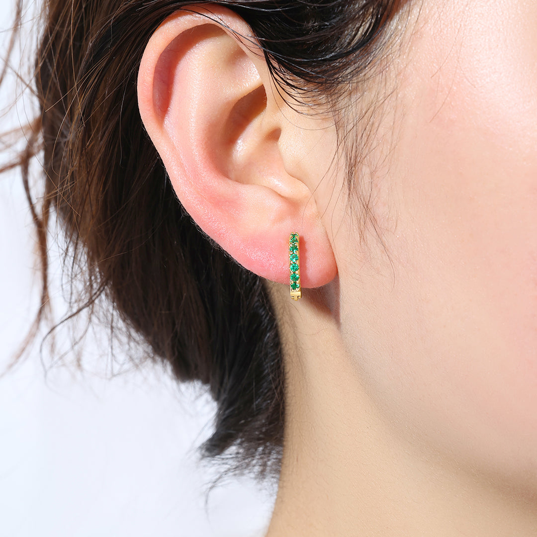 Boucles d'oreilles créoles dormeuses en pierres précieuses