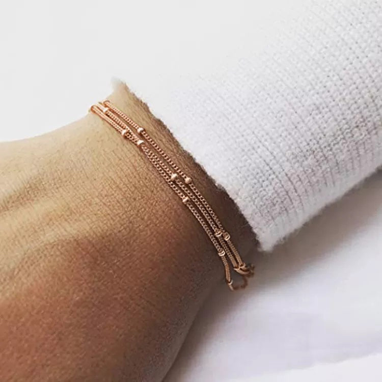 Bracelet chaîne satellite triple couche