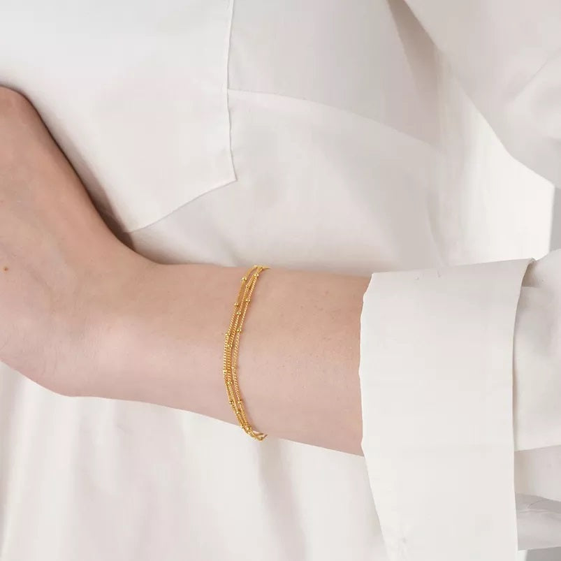 Bracelet chaîne satellite triple couche
