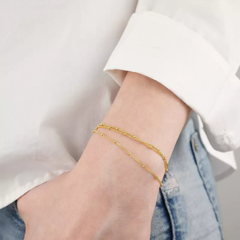 Bracelet chaîne satellite triple couche