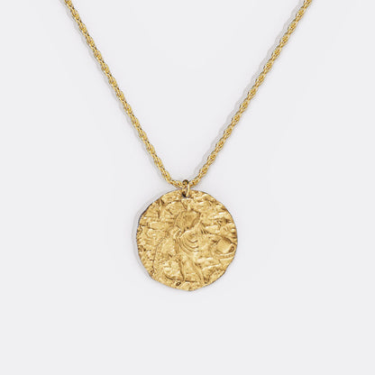 Collier pendentif zodiaque en or martelé