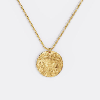 Collier pendentif zodiaque en or martelé