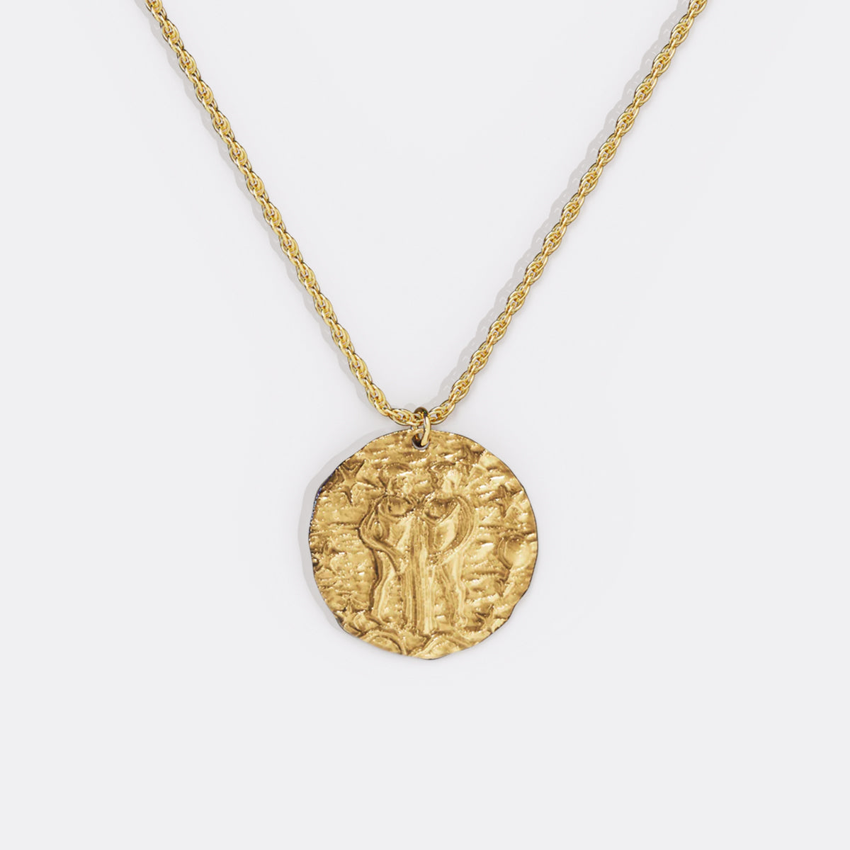 Collier pendentif zodiaque en or martelé