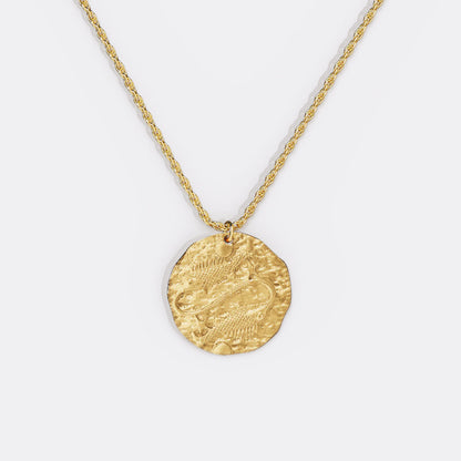 Collier pendentif zodiaque en or martelé