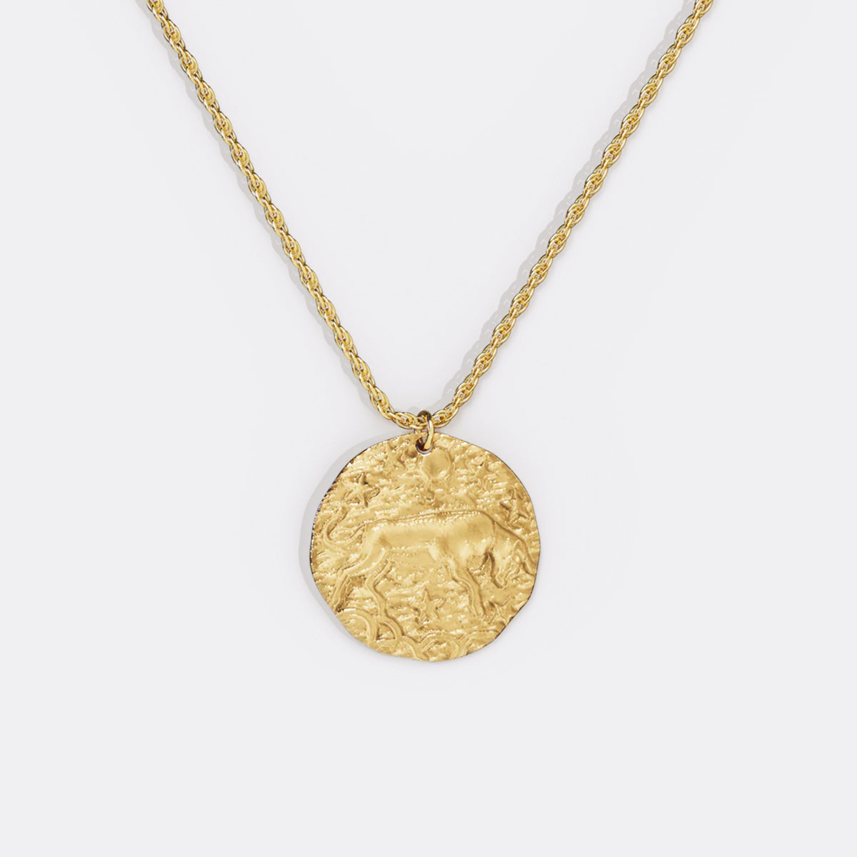 Collier pendentif zodiaque en or martelé