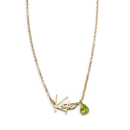 Handmade Birthstone Name Necklace