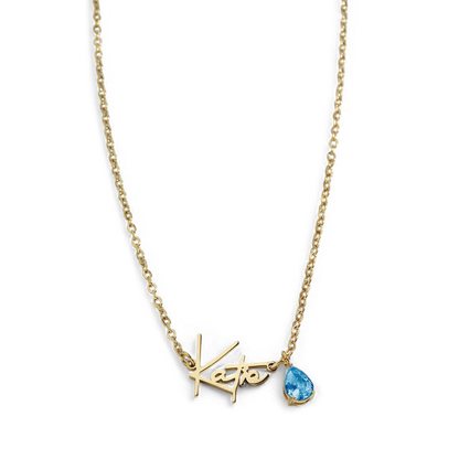 Handmade Birthstone Name Necklace
