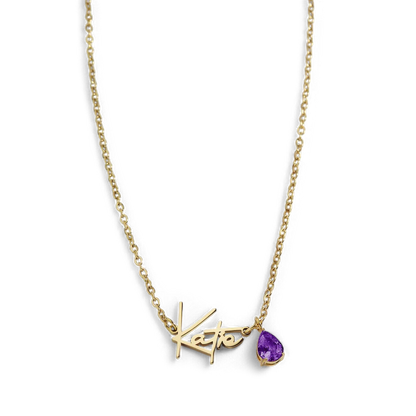Handmade Birthstone Name Necklace