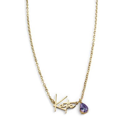 Handmade Birthstone Name Necklace