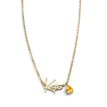 Handmade Birthstone Name Necklace