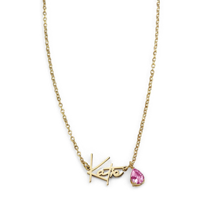 Handmade Birthstone Name Necklace