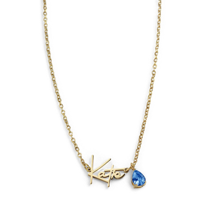 Handmade Birthstone Name Necklace