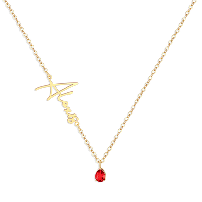 Handmade Birthstone Name Necklace