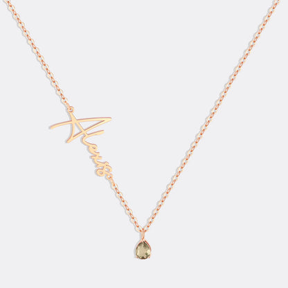 Handmade Birthstone Name Necklace