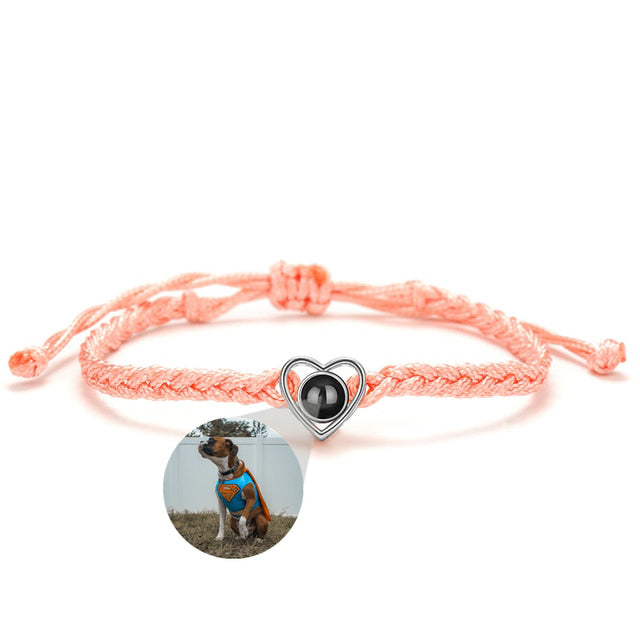 Bracelet photo réglable en forme de cœur
