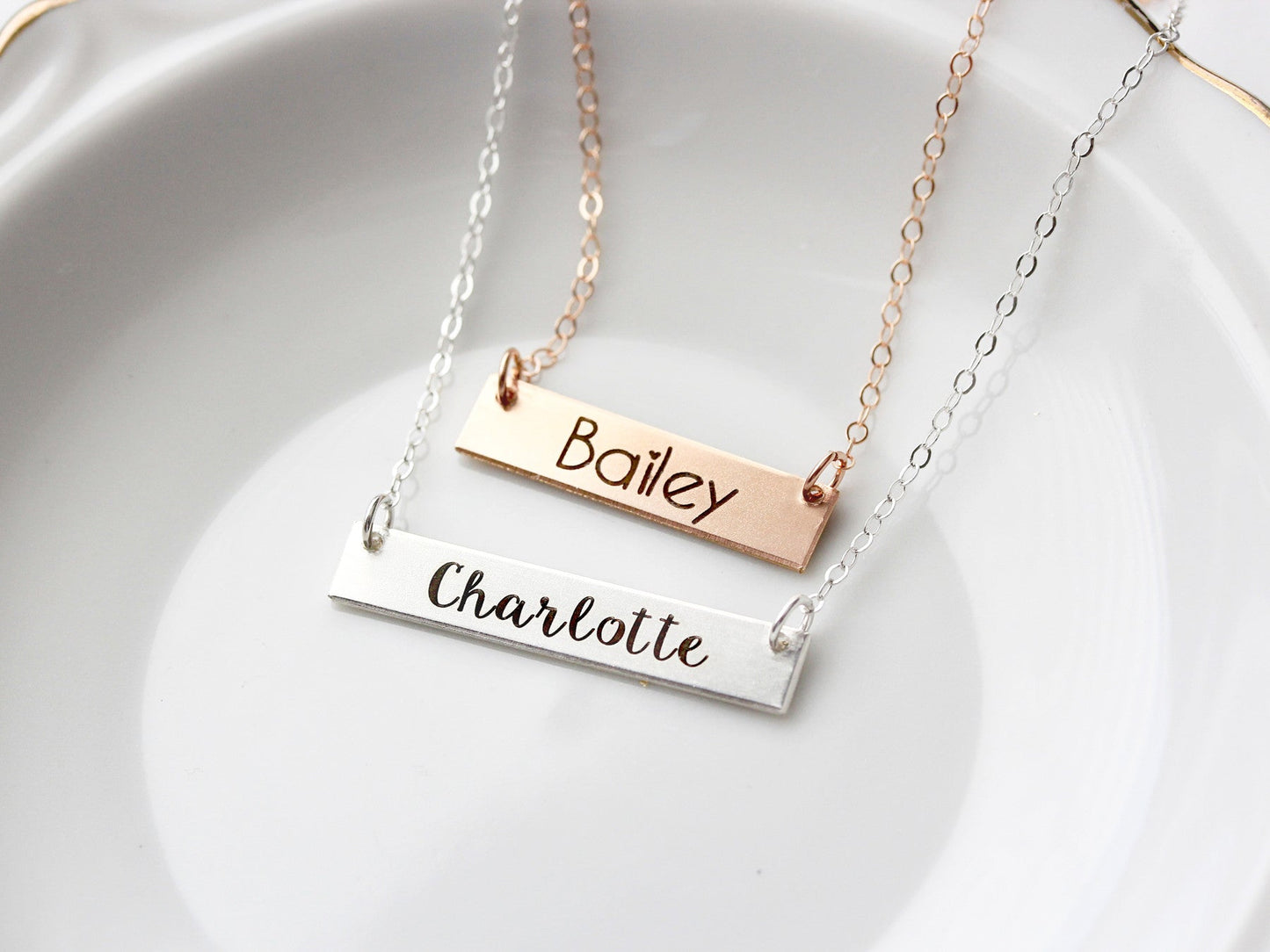Engraved Bar Necklace | Thick Bar