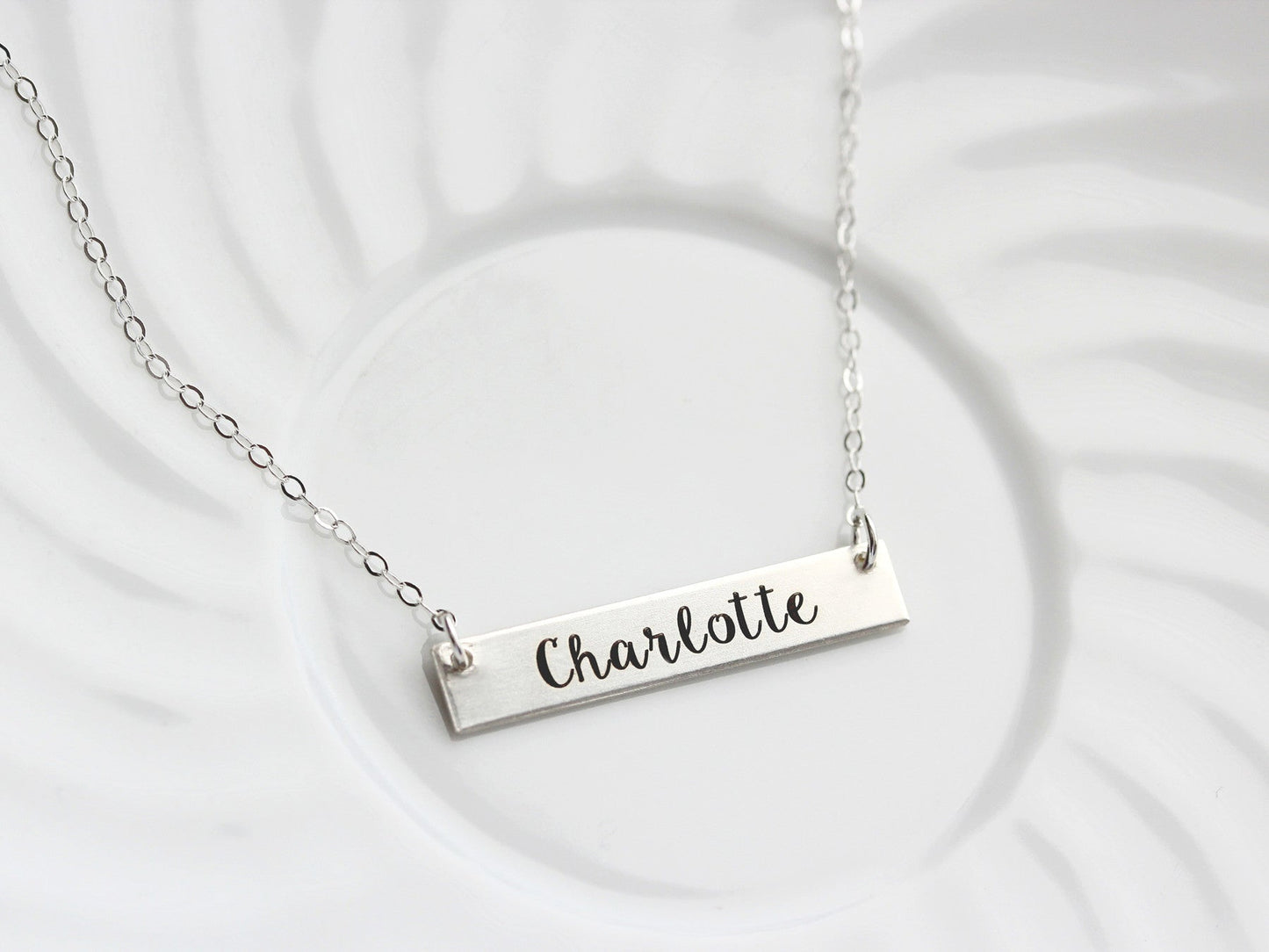 Engraved Bar Necklace | Thick Bar