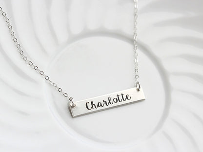Engraved Bar Necklace | Thick Bar
