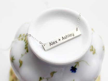 Engraved Bar Necklace | Thick Bar