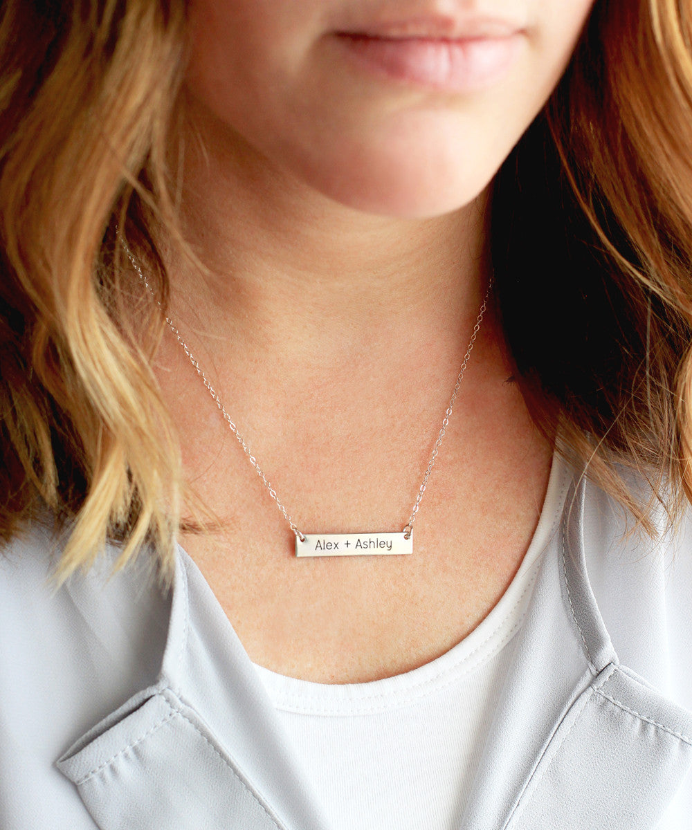 Engraved Bar Necklace | Thick Bar