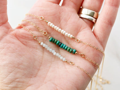 Gemstone Bar Necklace