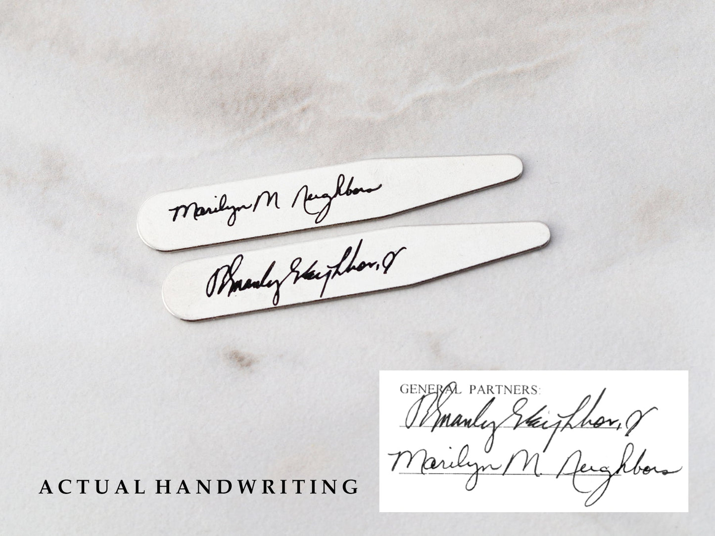 Handwriting Collar Stays