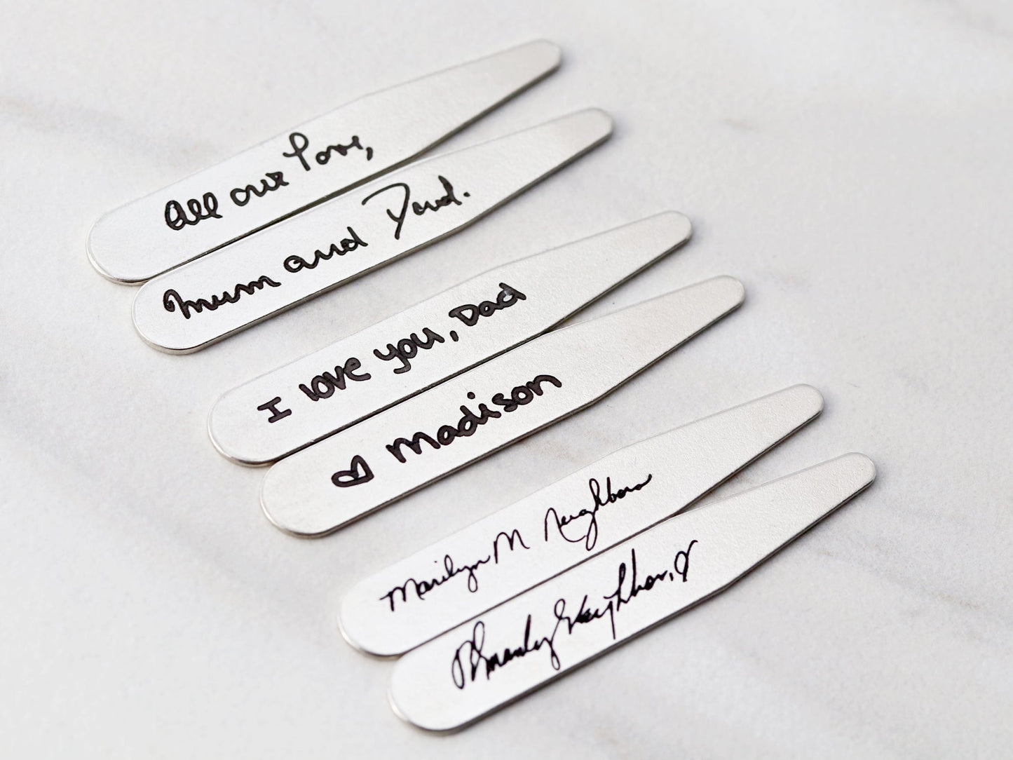Handwriting Collar Stays