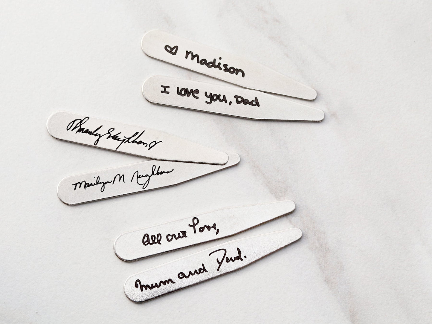 Handwriting Collar Stays