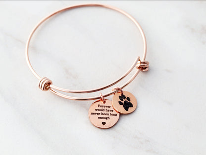 Bracelet jonc à empreinte de patte réelle