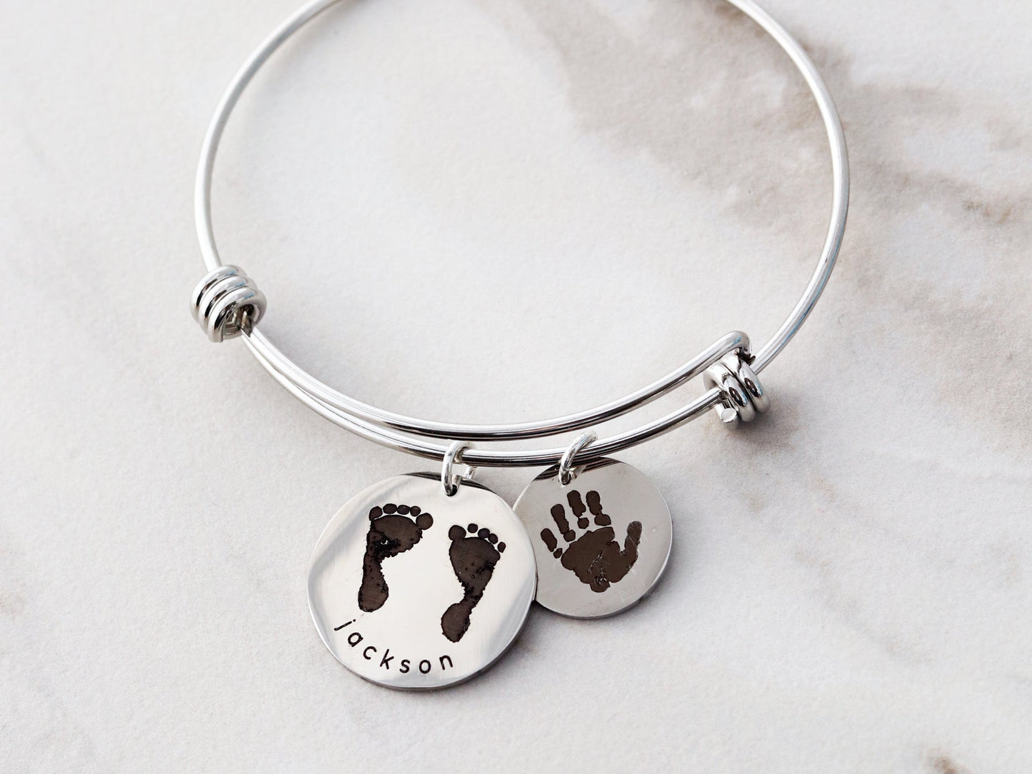 Bracelet jonc à empreinte de patte réelle